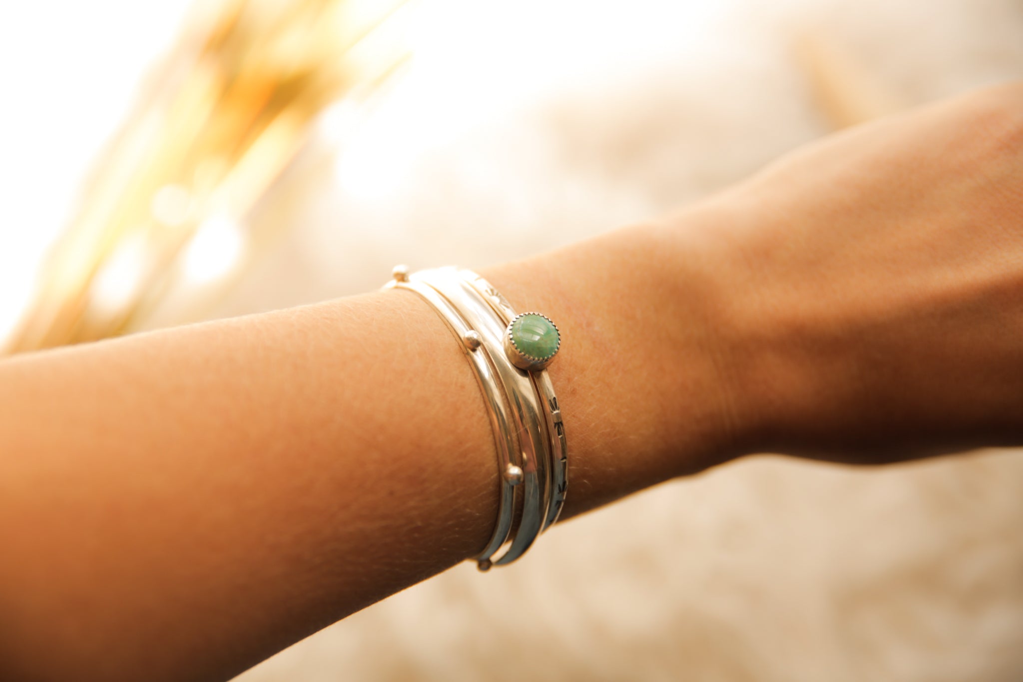 Stamped Turquoise Stacking Cuff