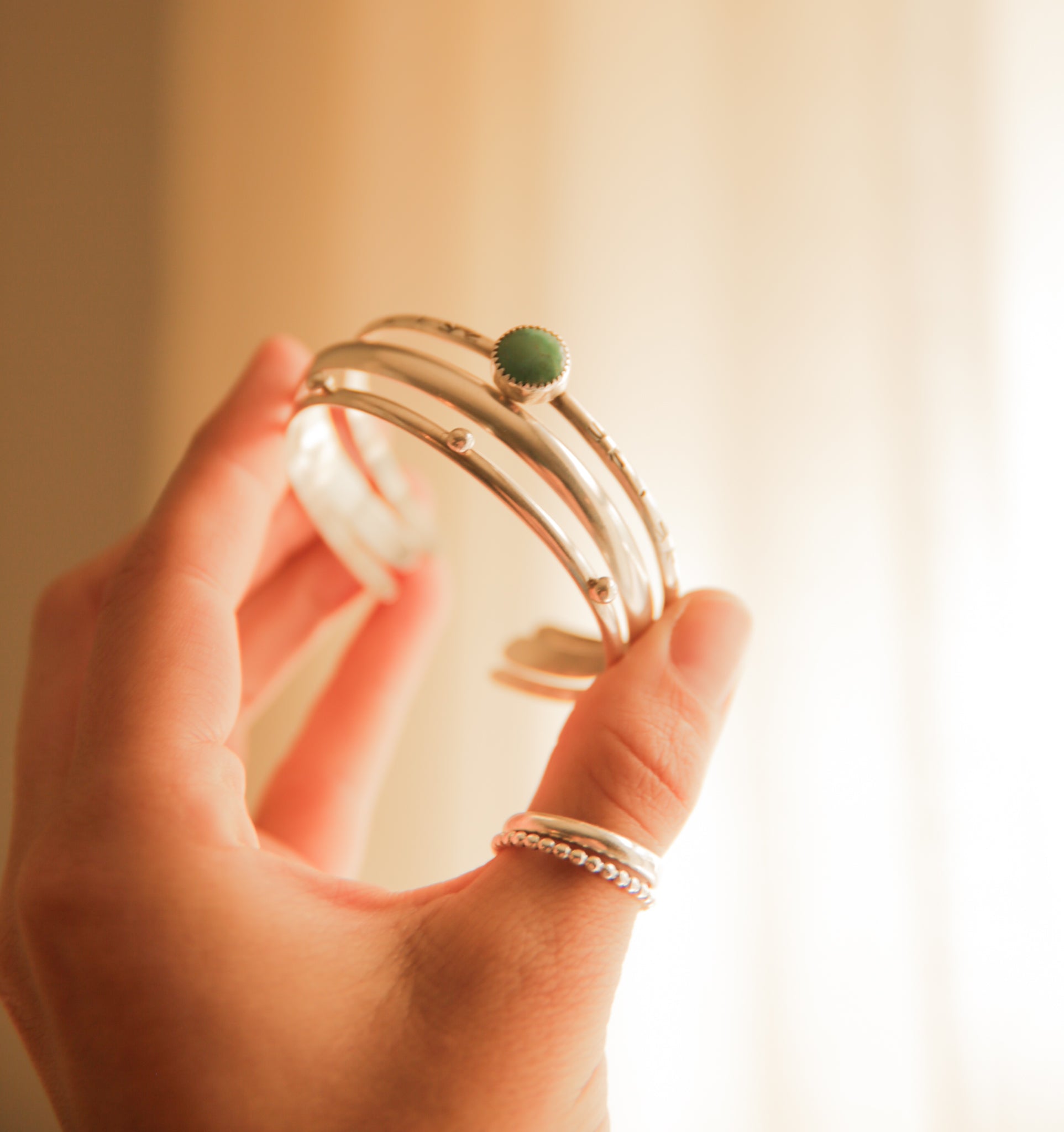 Stamped Turquoise Stacking Cuff