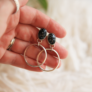 Small Snowflake Turquoise Hoops