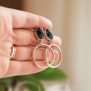Small Snowflake Turquoise Hoops